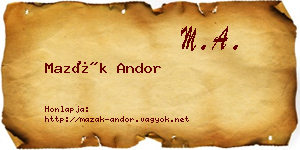 Mazák Andor névjegykártya