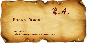 Mazák Andor névjegykártya